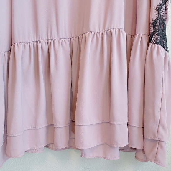 Lane Bryant Y2K Tiered Mauve with Black Lace Fairy Top Plus Sz 28 - Picture 2 of 8